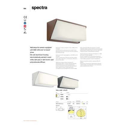 Redo 90238 - LED Venkovní nástěnné svítidlo SPECTRA LED/16W/230V 3000K IP54 šedá