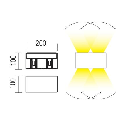 Redo 90304 - LED Venkovní nástěnné svítidlo VARY 4xLED/5W/230V 3000K IP54 hnědá