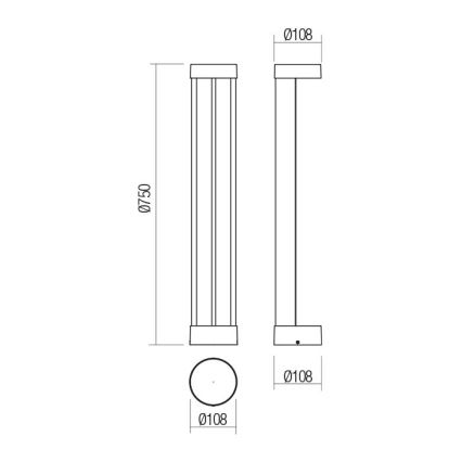 Redo 90365 - LED Venkovní lampa ZEUS LED/11,5W/230V 3000K 75 cm IP54 antracit