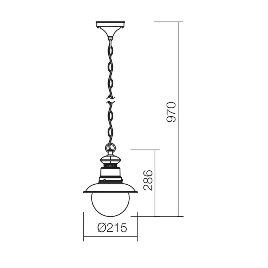 Redo 9046 - Venkovní lustr na řetězu SCOTT 1xE27/42W/230V IP44