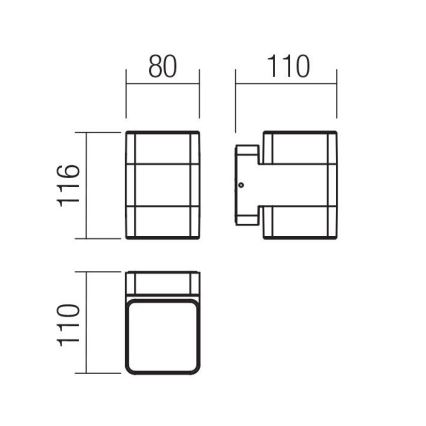 Redo 90492 - LED Venkovní nástěnné svítidlo TOK LED/14,8W/230V IP44 antracit