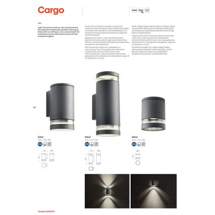 Redo 90517 - Venkovní nástěnné svítidlo CARGO 1xGU10/28W/230V IP54 antracit