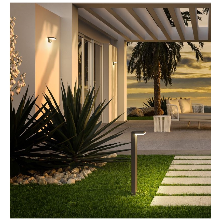 Redo 90535 - LED Solární nástěnné svítidlo se senzorem TAIYO LED/2W/3,7V 3000K 2200 mAh IP54 antracit