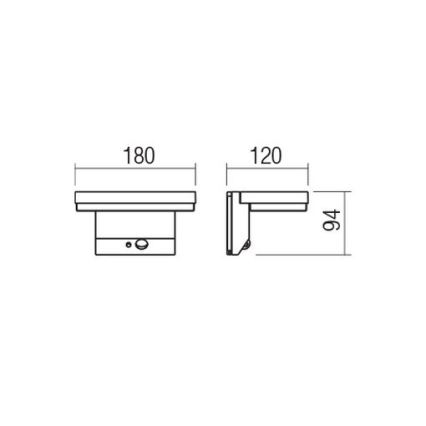 Redo 90535 - LED Solární nástěnné svítidlo se senzorem TAIYO LED/2W/3,7V 3000K 2200 mAh IP54 antracit