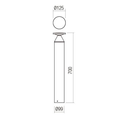 Redo 90591 - LED Venkovní lampa BIRO LED/12W/230V 3000K 70 cm CRI 90 IP65 antracit