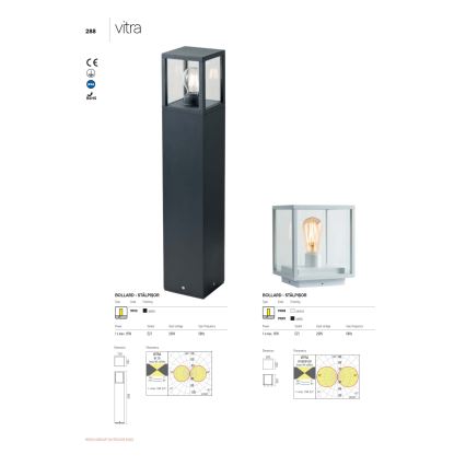 Redo 9109 - Venkovní lampa VITRA 1xE27/15W/230V IP54 černá