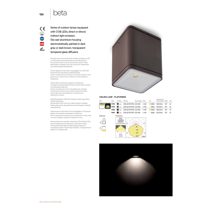 Redo 9198 - LED Venkovní bodové svítidlo BETA LED/6W/230V IP54