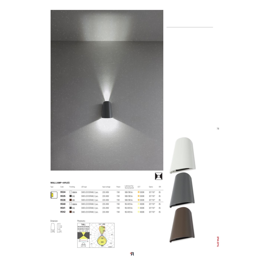 Redo 9536 - LED Venkovní nástěnné svítidlo TWILL LED/11W/230V IP65