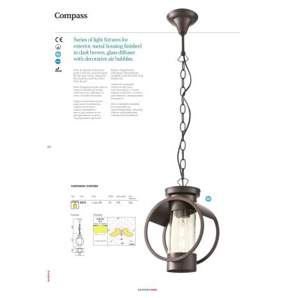 Redo 9573 - Venkovní lampa COMPASS 1xE27/42W/230V IP33