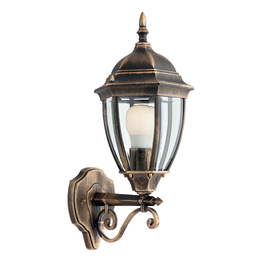 Redo 9604 - Venkovní nástěnná lampa SEVILLA 1xE27/42W/230V IP44 zlatá/patina