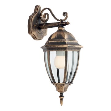 Redo 9605 - Venkovní nástěnná lampa SEVILLA 1xE27/42W/230V IP44 zlatá/patina