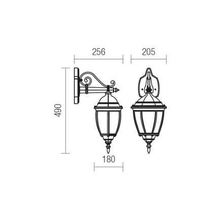 Redo 9605 - Venkovní nástěnná lampa SEVILLA 1xE27/42W/230V IP44 zlatá/patina