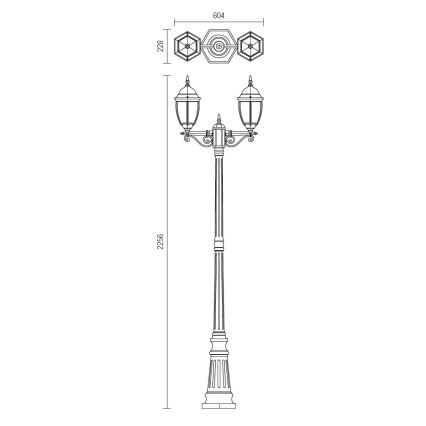 Redo 9609 - Venkovní lampa SEVILLA 2xE27/42W/230V IP44 zlatá/patina