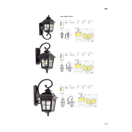 Redo 9648 - Venkovní nástěnná lampa YORK 1xE27/70W/230V IP44 hnědá