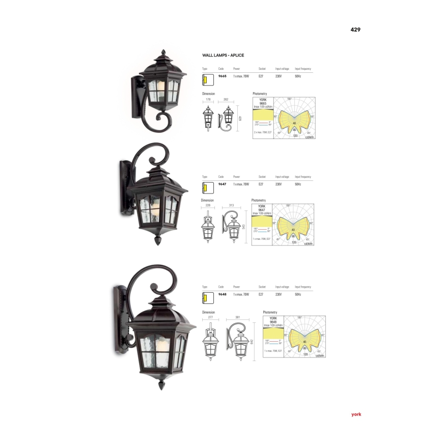 Redo 9648 - Venkovní nástěnná lampa YORK 1xE27/70W/230V IP44 hnědá