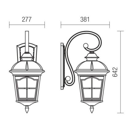 Redo 9648 - Venkovní nástěnná lampa YORK 1xE27/70W/230V IP44 hnědá