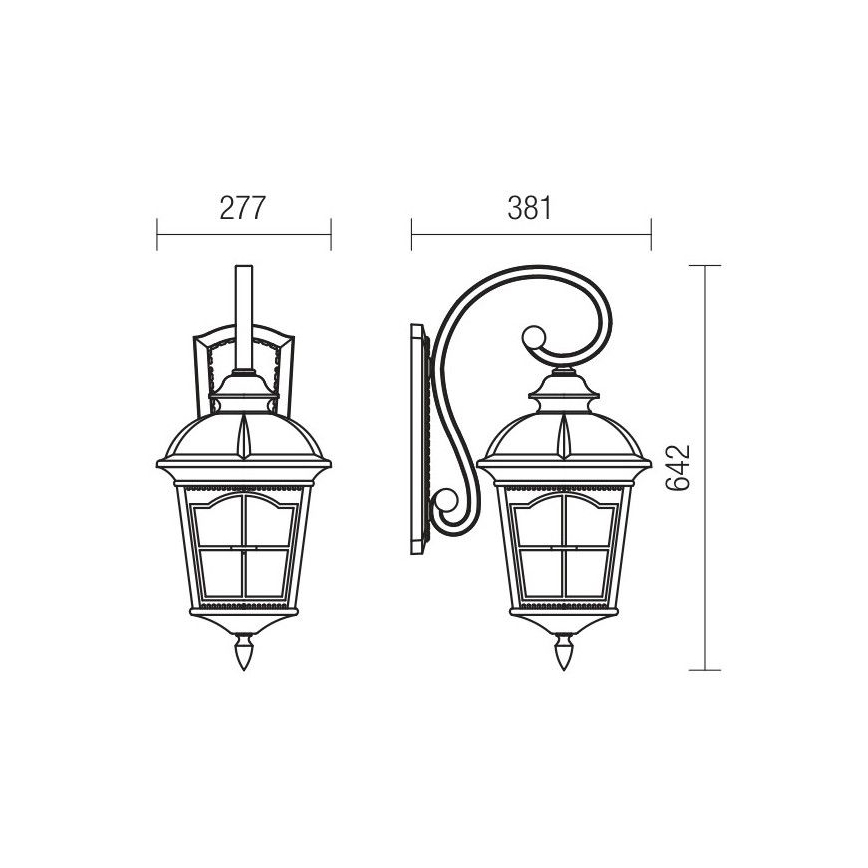 Redo 9648 - Venkovní nástěnná lampa YORK 1xE27/70W/230V IP44 hnědá