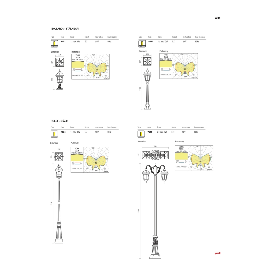 Redo 9652 - Venkovní lampa YORK 1xE27/70W/230V IP44 hnědá