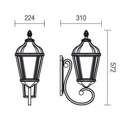 Redo 9656 - Venkovní nástěnná lampa ESSEN 1xE27/70W/230V IP44 hnědá/patina