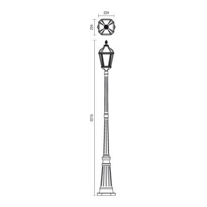 Redo 9662 - Venkovní lampa ESSEN 1xE27/70W/230V 221,5 cm IP44 hnědá/patina