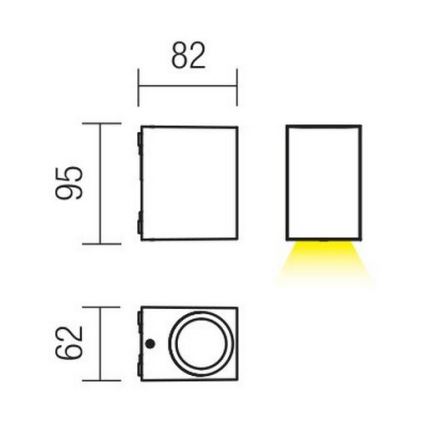 Redo 9907 - LED Venkovní nástěnné svítidlo BEAM LED/5W/230V IP54