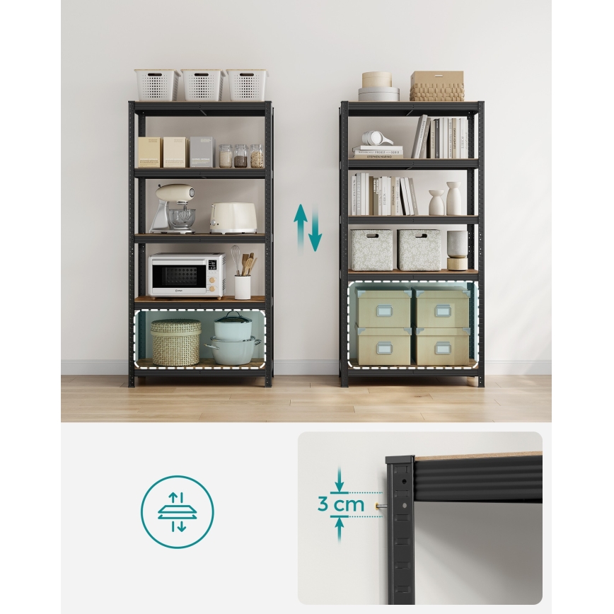 Regál ORDIFY hnedá/černá