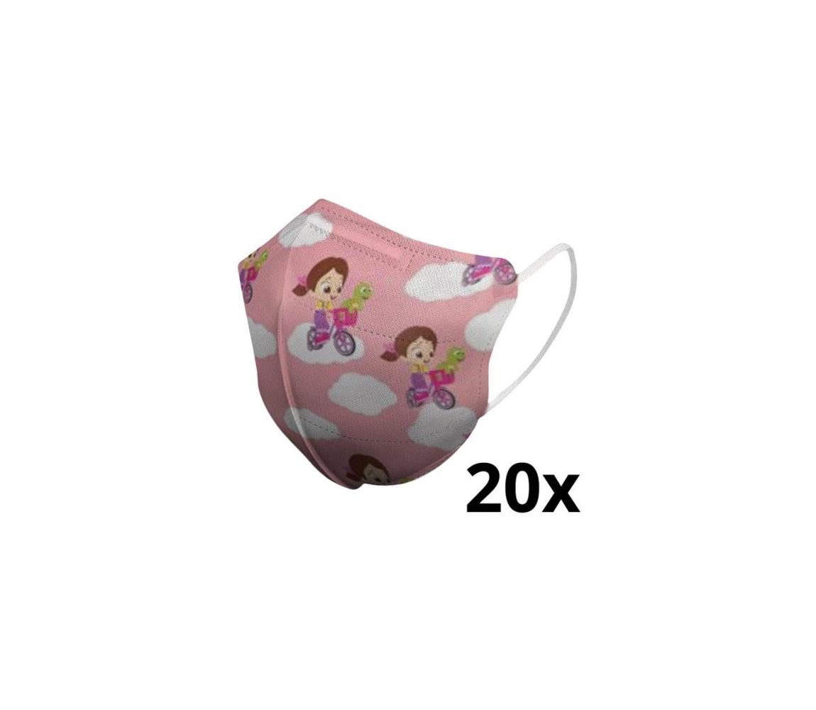 IMobily respirátor dětská FFP2 Kids NR CE 0370 Holčička růžový 20 ks