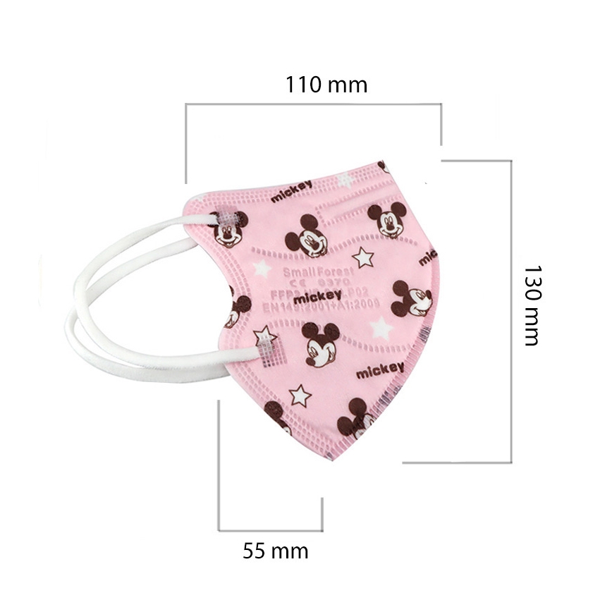 Respirátor dětská velikost FFP2 Kids NR CE 0370 Mickey růžový 100ks