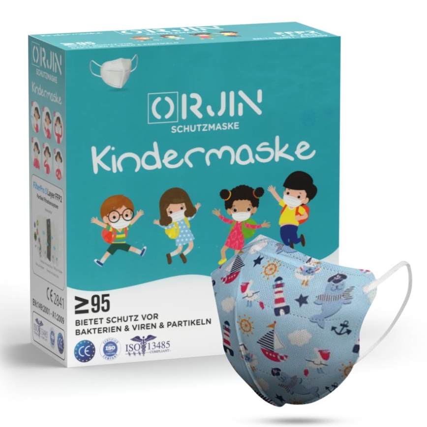 Respirátor dětská velikost FFP2 Kids NR CE 0370 Moře modrý 100ks