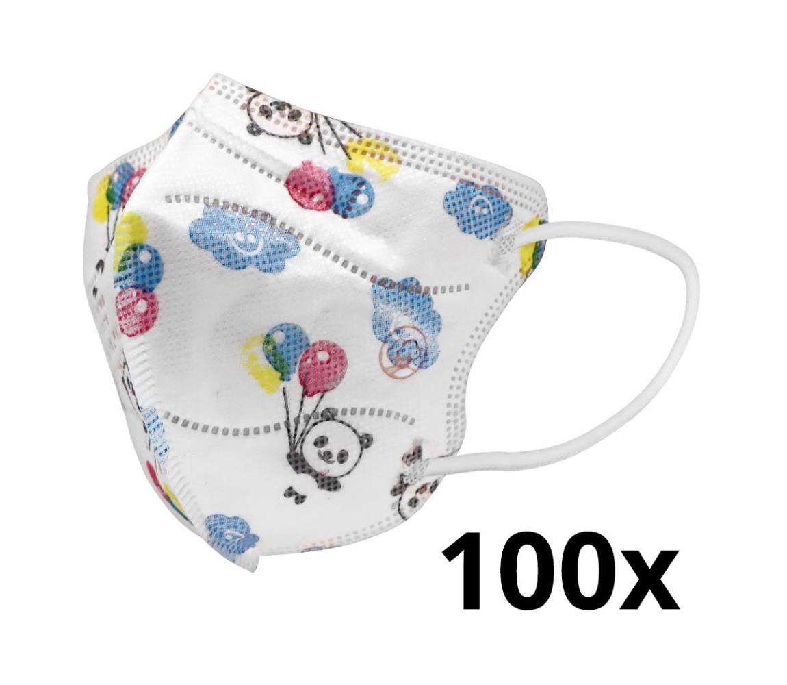 IMobily Respirátor dětská velikost FFP2 Kids NR CE 0370 Panda bílý 100ks SL9933-100ks