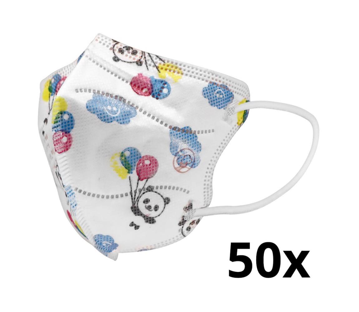 IMobily Respirátor dětská velikost FFP2 Kids NR CE 0370 Panda bílý 50ks SL9933-50ks