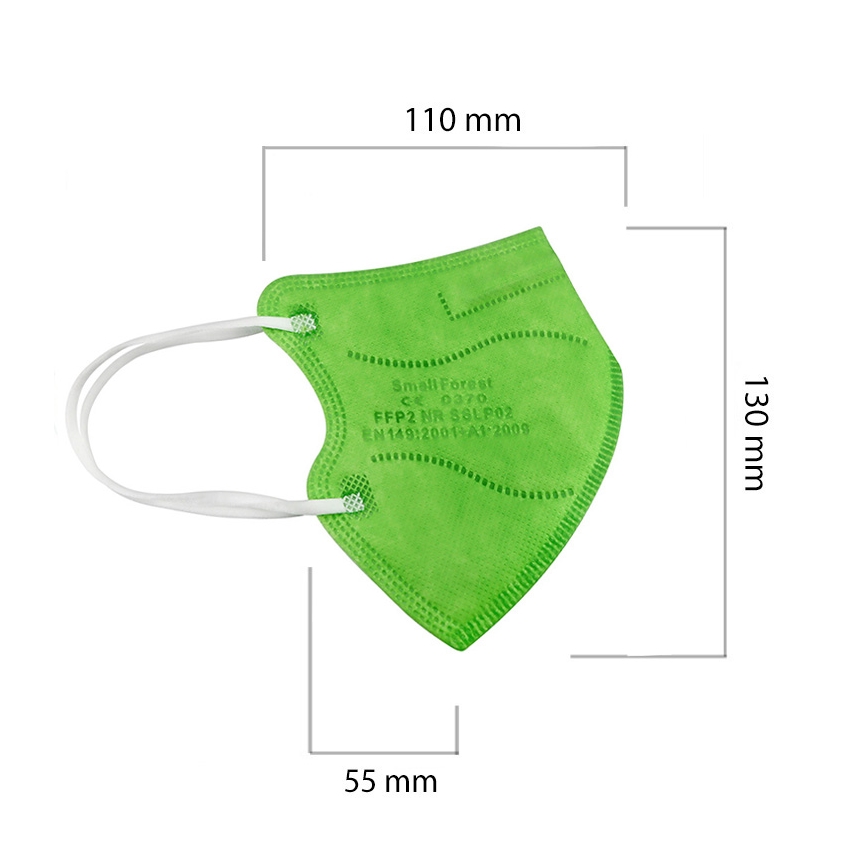 Respirátor dětská velikost FFP2 Kids NR CE 0370 zelený 100ks