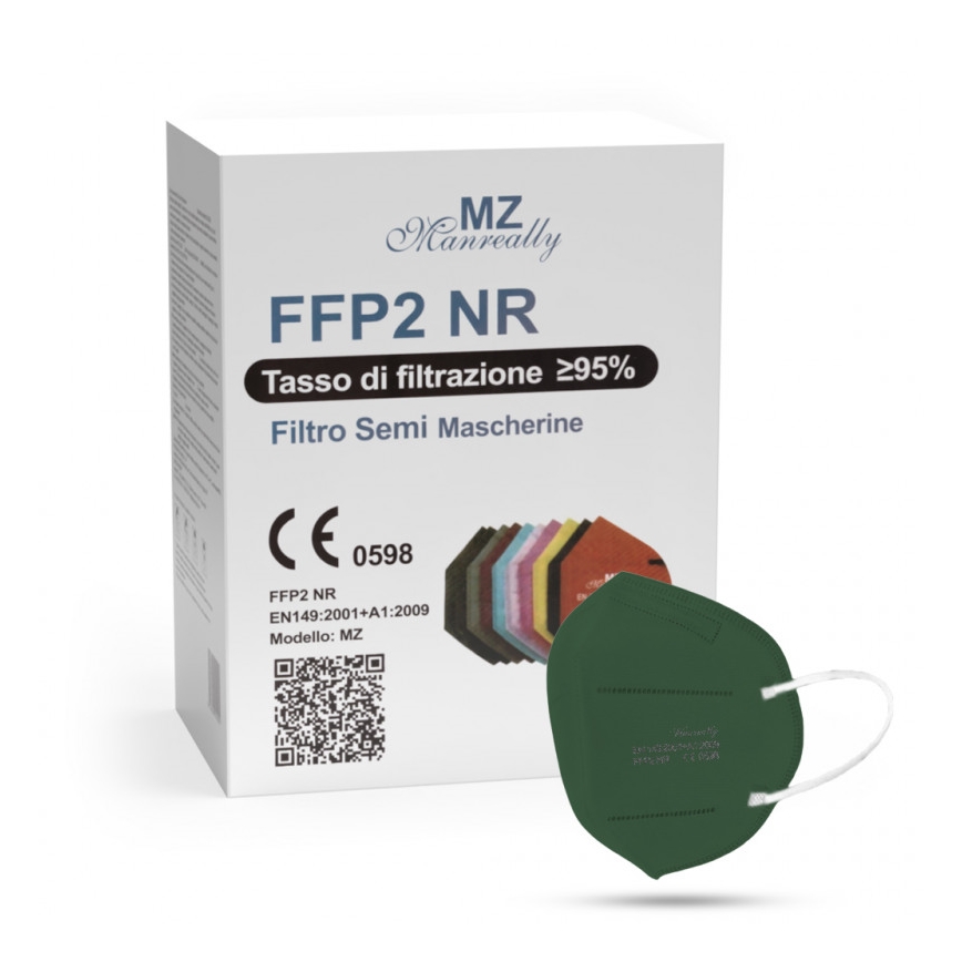 Respirátor FFP2 NR CE 0598 tmavě zelený 100ks
