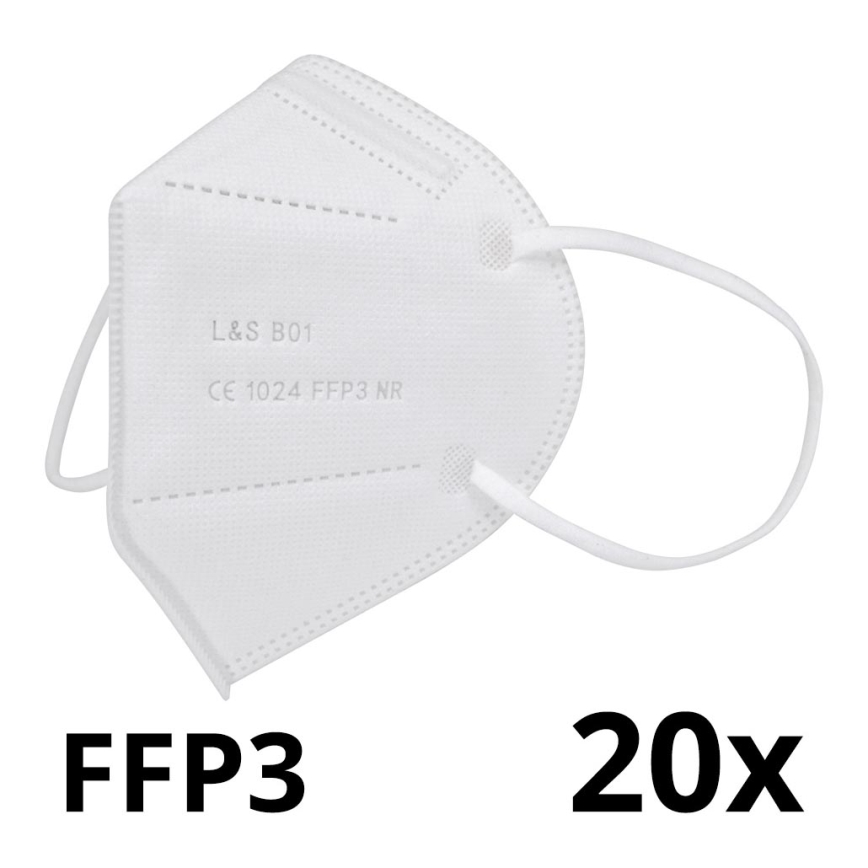 Respirátor FFP3 NR L&S B01 - 5 vrstev - 99,87% účinnost 20ks