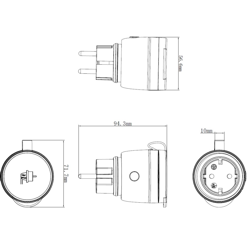 Chytrá venkovní zásuvka 3680W/230V/Typ F SCHUKO/16A Wi-Fi IP44