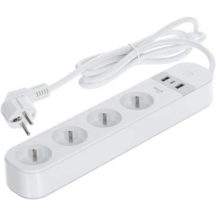 Chytrý prodlužovací kabel s vypínačem 4Z Typ E + 2x USB-A + 1x USB-C 1,5m Wi-Fi Tuya bílá