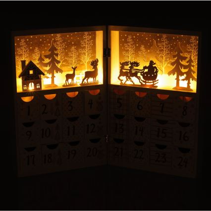 LED Adventní kalendář LED/2xAAA teplá bílá