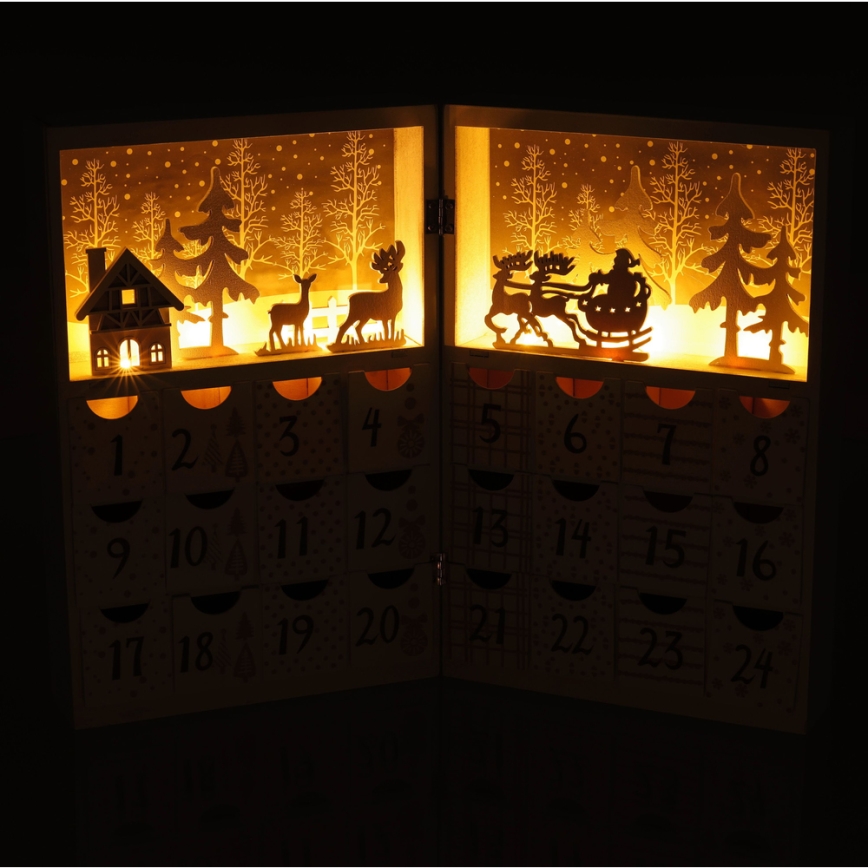 LED Adventní kalendář LED/2xAAA teplá bílá