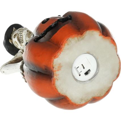 LED Dekorace HALLOWEEN LED/2xLR44/teplá bílá kostlivec v dýni pryskyřice