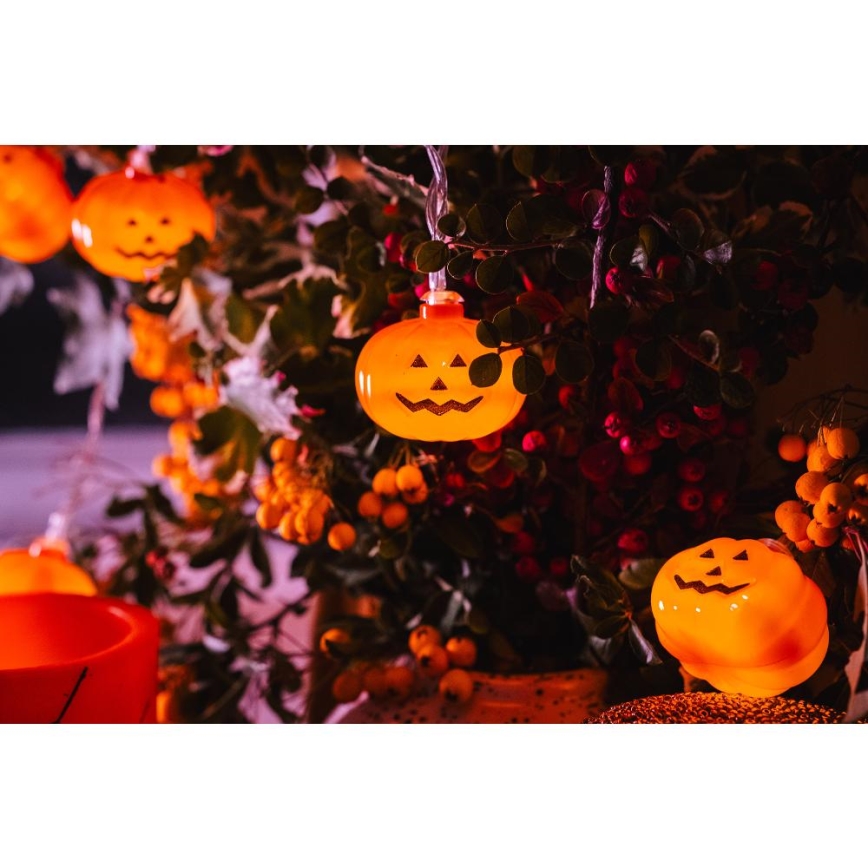 LED Dekorační řetěz HALLOWEEN 20xLED/3xAA/teplá bílá 3,3m dýně