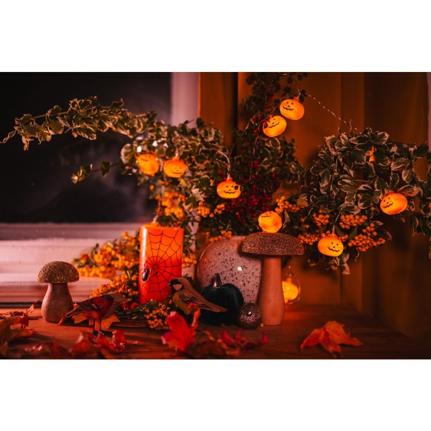 LED Dekorační řetěz HALLOWEEN 20xLED/3xAA/teplá bílá 3,3m dýně