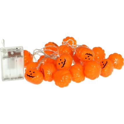 LED Dekorační řetěz HALLOWEEN 20xLED/3xAA/teplá bílá 3,3m dýně