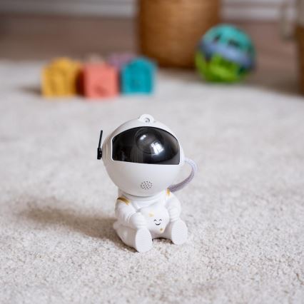LED Dětský projektor 230V astronaut 12,5 cm + dálkové ovládání
