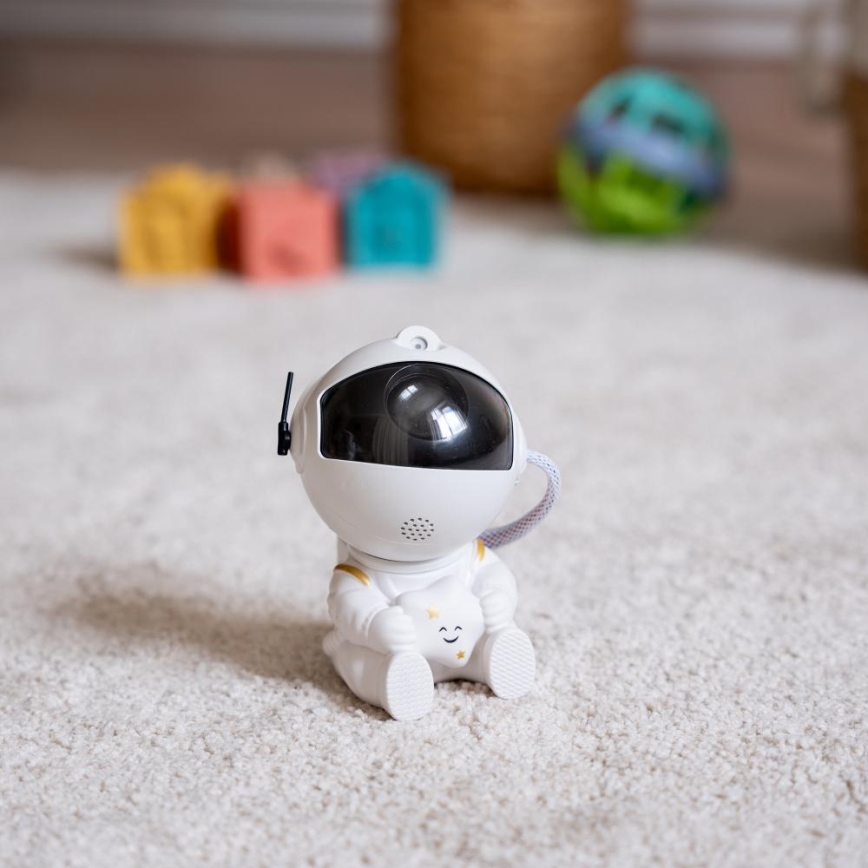 LED Dětský projektor 230V astronaut 12,5 cm + dálkové ovládání
