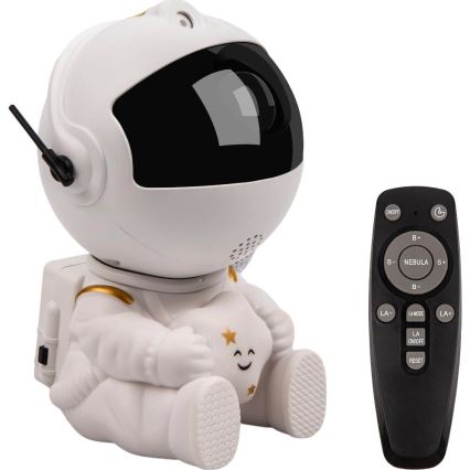 LED Dětský projektor 230V astronaut 12,5 cm + dálkové ovládání