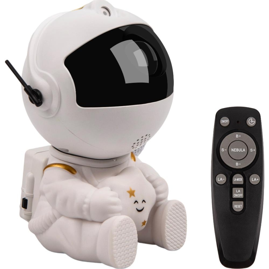 LED Dětský projektor 230V astronaut 12,5 cm + dálkové ovládání