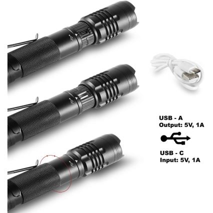 LED Nabíjecí hliníková svítilna s funkcí powerbanky LED/2000 mAh 1000 lm IP22