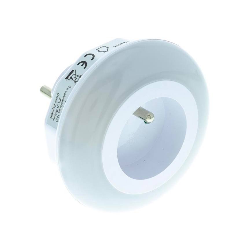 LED Orientační svítidlo se soumrakovým senzorem a zásuvkou LED/0,6W/230V