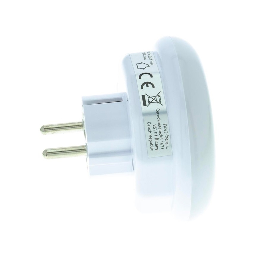 LED Orientační svítidlo se soumrakovým senzorem a zásuvkou LED/0,6W/230V