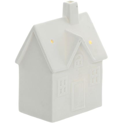 LED Porcelánová dekorace LED/3xLR44/teplá bílá domek bílá